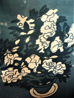 Jan van Keulen - Grote Lithografie - "Stilleven met potplant" - potlood gesignd. mooi ingelijst! kopen? Bied vanaf 34!