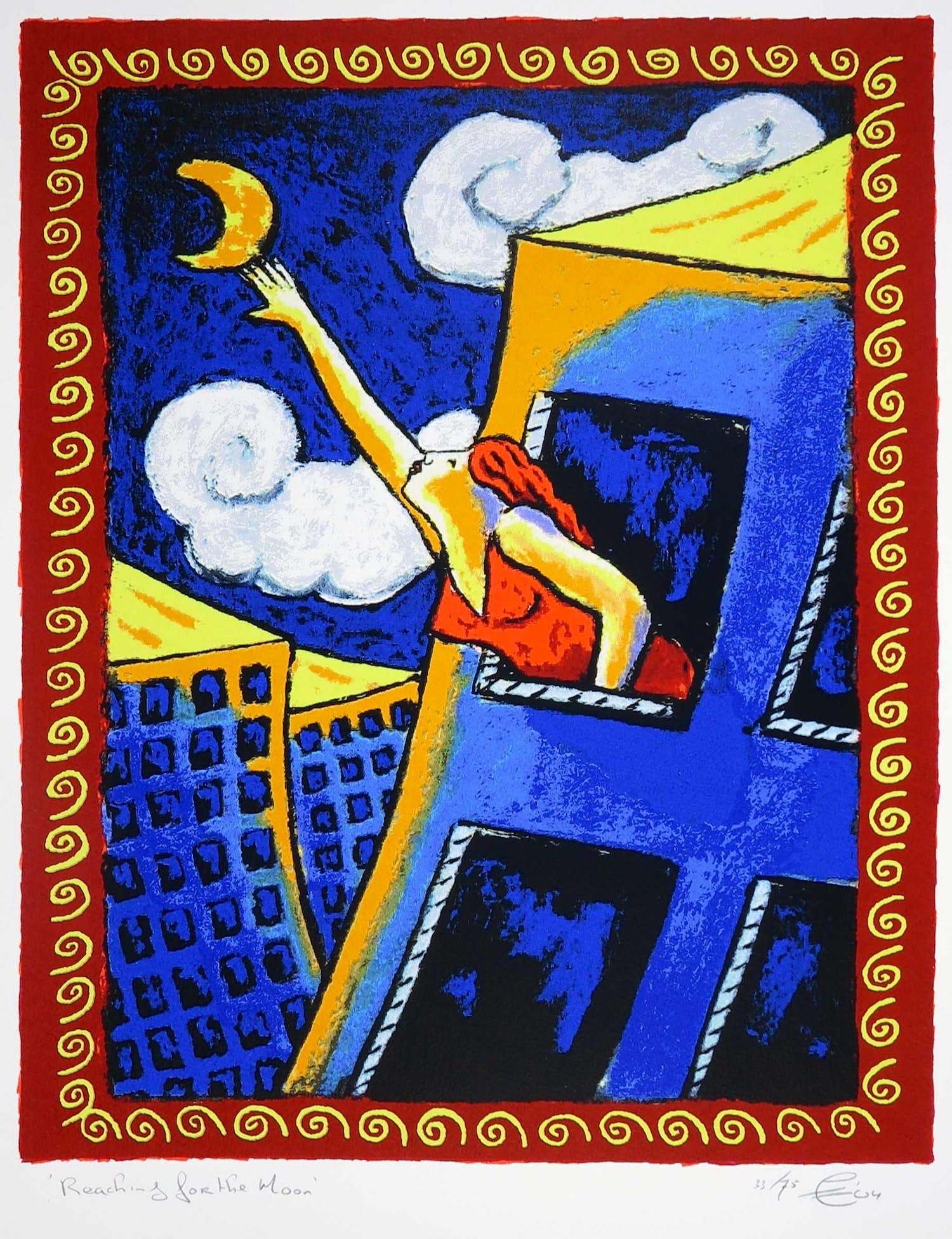 Jacques Tange - Zeefdruk, Reaching for the Moon verkocht voor € 1!