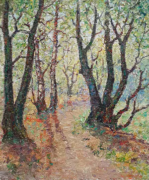 Eskel A. Wallin - Acryl op paneel, Bosgezicht - Ingelijst kopen? Bied vanaf 75!