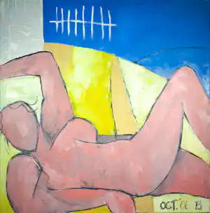 Philip Vencken - Acryl op doek en collage, Zonder titel verkocht voor € 90!