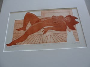 Ank Spronk - Kleur ets / Preegdruk. Titel, "Dromend". kopen? Bied vanaf 45!