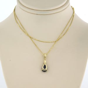 14k gouden collier met hanger bezet met saffier en briljant geslepen diamant kopen? Bied vanaf 200!