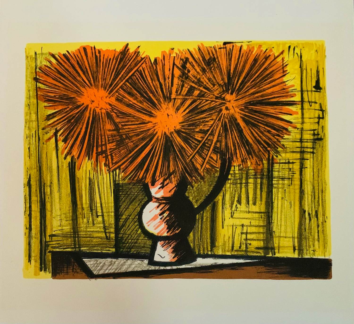 Bernard Buffet - Dahlias sur fond jaune, 1965. Lithografie. kopen? Bied vanaf 25!