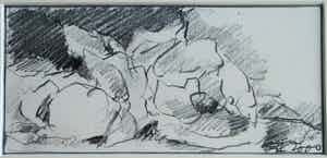 Fon Klement - Ingelijste tekening , Bloemstilleven 2 - 2000 verkocht voor € 80!