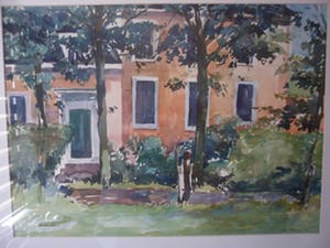 Pieter Vierhout - Aquarel, Bomen voor een huis kopen? Bied vanaf 20!