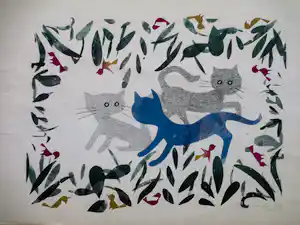 Frans de Jong - Drie katten - Sjabloondruk/houtsnede verkauft für € 75!