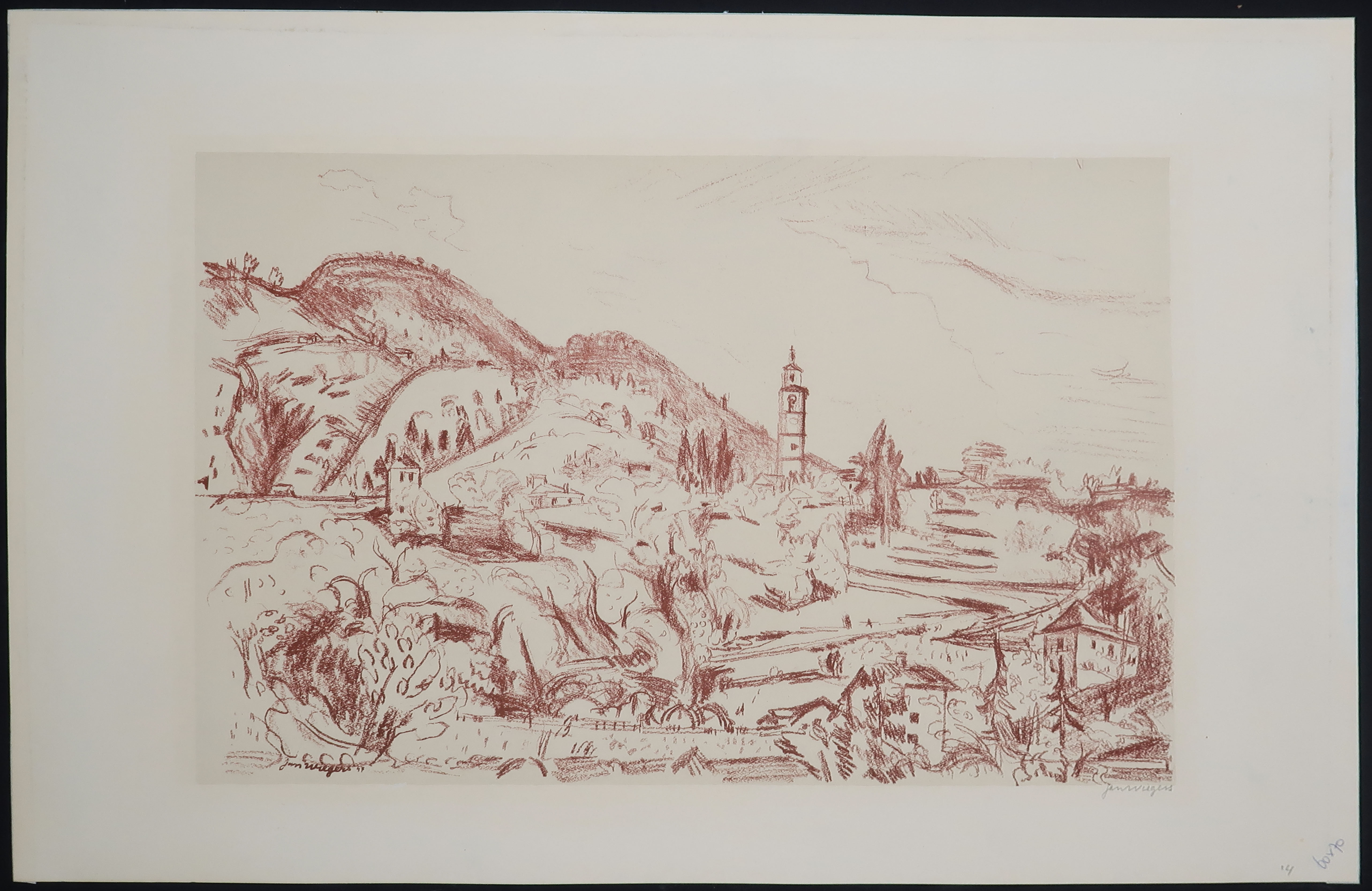 Jan Wiegers - Litho, Alpenlandschap rond Intragna - 1947 kopen? Bied vanaf 35!