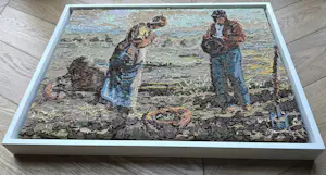 Rob Scholte - "Het Angelus" - Embroidery - 44 x 55 x 4 cm - Achterzijde gesigneerd - 2014 kopen? Bied vanaf 450!