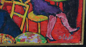 Ferry Slebe - Olieverf op board, Terrasje - Ingelijst kopen? Bied vanaf 400!