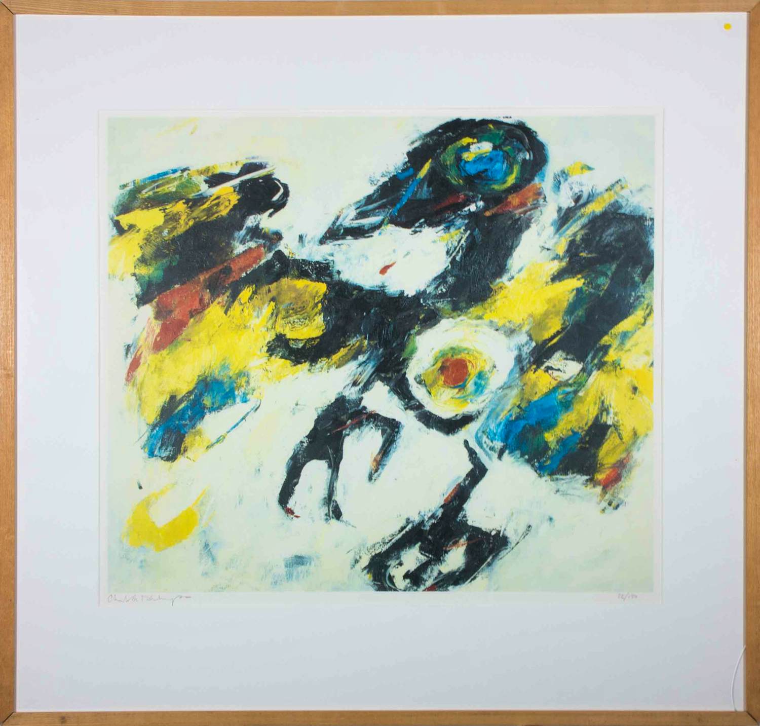 Charlotte Molenkamp - Litho, Vogel - Ingelijst verkocht voor € 50!