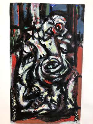 Theo Wolvecamp - Compositie met ogen IV - 1989 verkocht voor € 190!