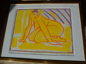 Pim Schilt - Linosnede, titel, Knielend Naakt, uit 1983 kopen? Bied vanaf 40!