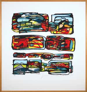 George Heidweiller - Zeefdruk, Zonder titel - Ingelijst (Groot) verkocht voor € 50!