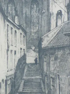Eugene Lucker - Noordelijke Kerktrappen Nijmegen - Ets kopen? Bied vanaf 125!