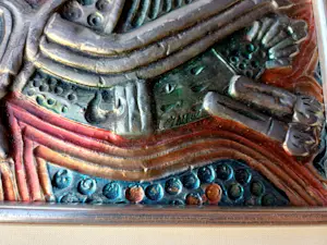 Corneille - Gepolychromeerde reliëf, in zilver: Staande vogel kopen? Bied vanaf 339!