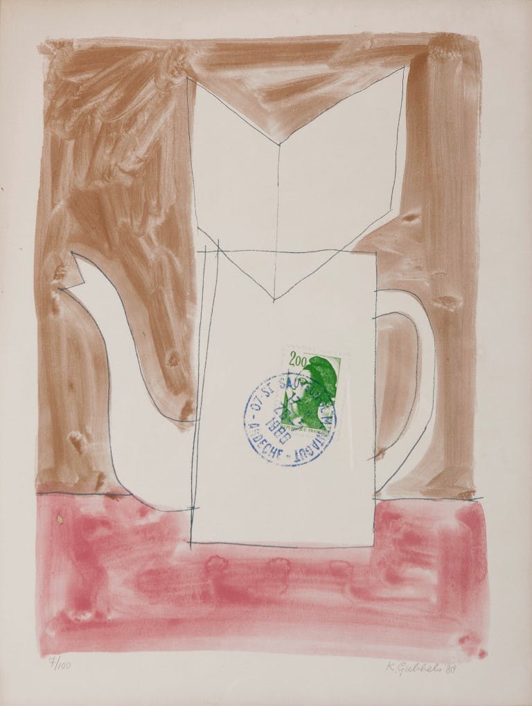 Klaas Gubbels - De hele dag thee en lezen - Zeefdruk op papier - 1988 - ed. 7/100- gesigneerd kopen? Bied vanaf 20!