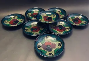AcheterPlateelbakkerij Zuid-Holland - Zeldzame set (8x) Antiek Gouds Plateel – PZH – Schilder Aaltje Kraan? Enchérissez de 40!