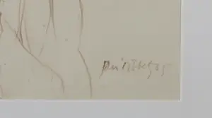 Jan Dibbets - Potloodtekening en aquarel, Twee figuren naakt - Ingelijst kopen? Bied vanaf 500!