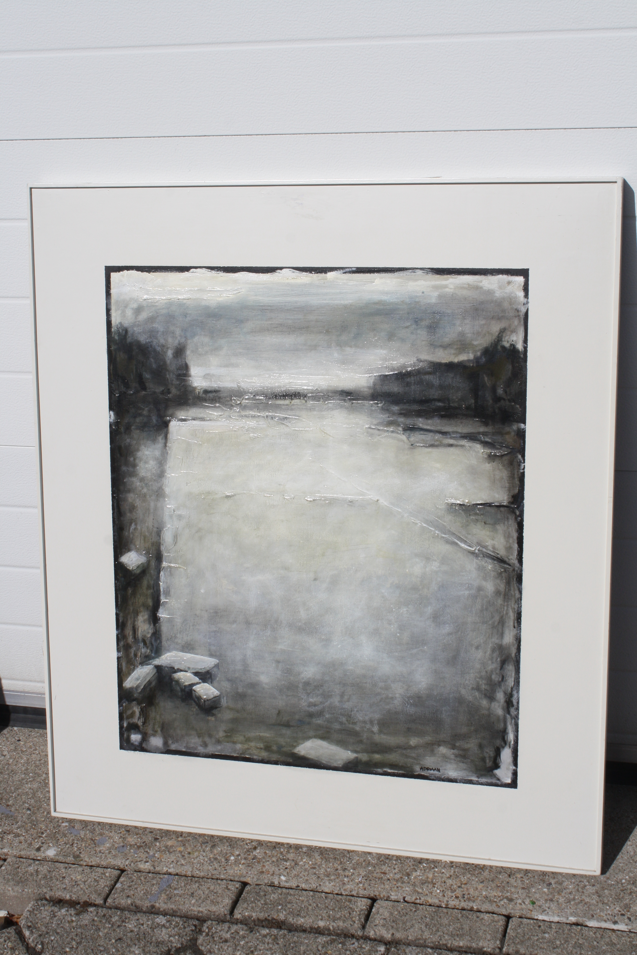 Adriaan van de Koppel - abstract in grijs verkocht voor € 150!