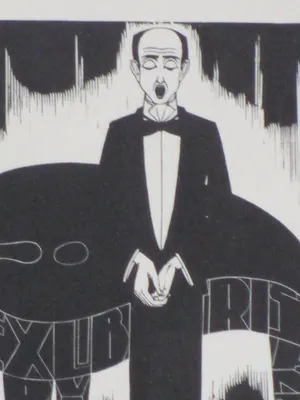 Chris Lebeau - Zingende figuur in avondkleeding voor vleugel - Houtgravure kopen? Bied vanaf 100!