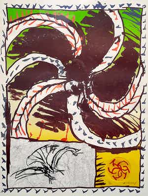 Pierre Alechinsky - Predateur, litho + ets (netjes ingelijst) verkocht voor € 850!