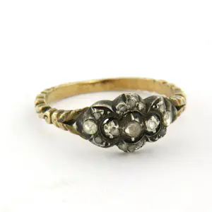 14k geel goud met zilver ring met roos geslepen diamant tot. 0.10ct kopen? Bied vanaf 230!