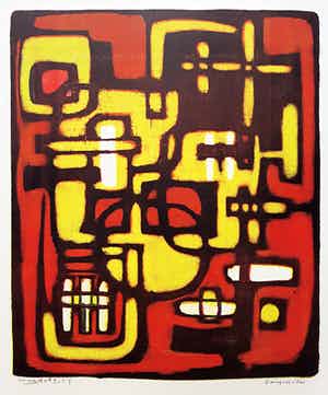 Wim Motz - Geometrisch abstracte compositie, litho verkocht voor € 75!