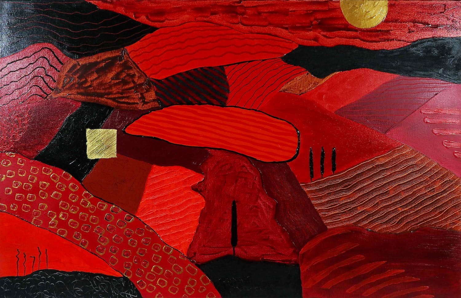 Ronald Boonacker - Acryl op doek, Landschap (Groot) verkocht voor € 200!