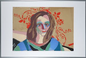 Paul Overhaus - Collage van papier en textiel, Portret - Ingelijst kopen? Bied vanaf 1!