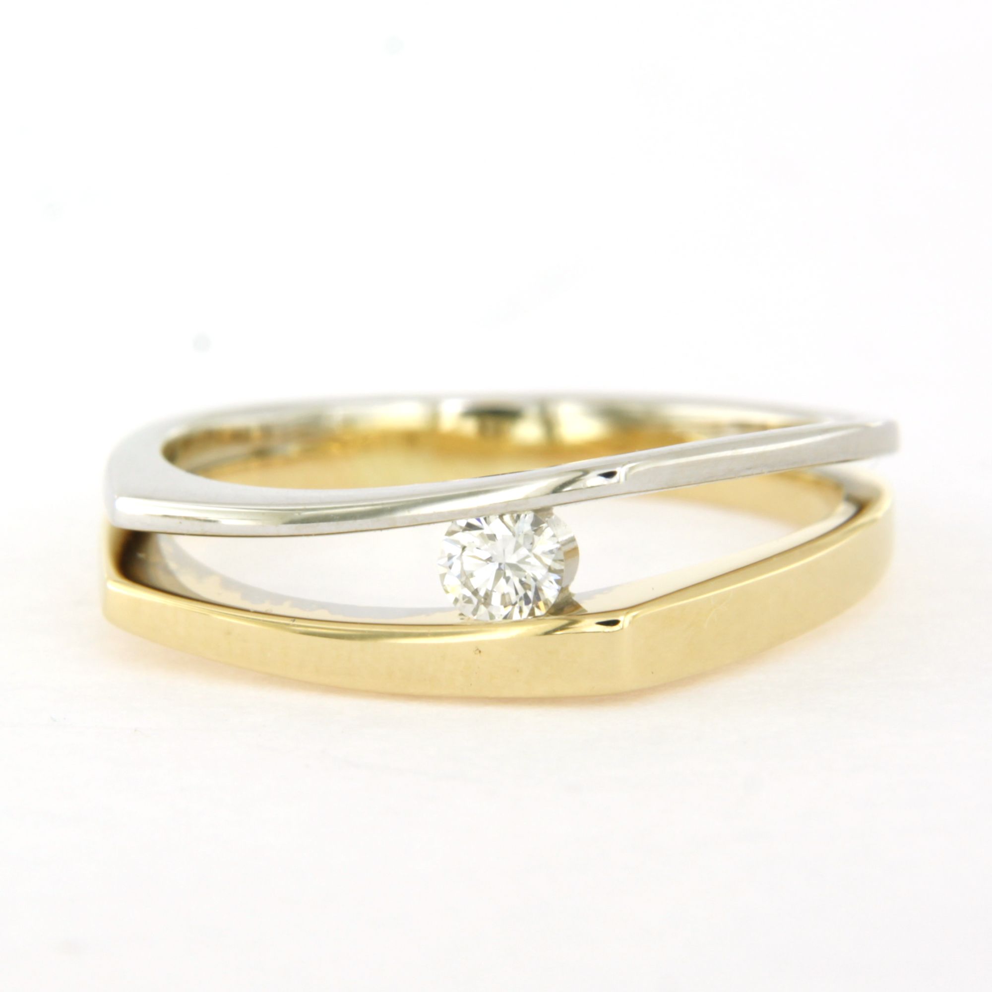 Buy 14k bicolour gouden ring met briljant geslepen diamant 0.15ct - rm 18? Bid from 400!