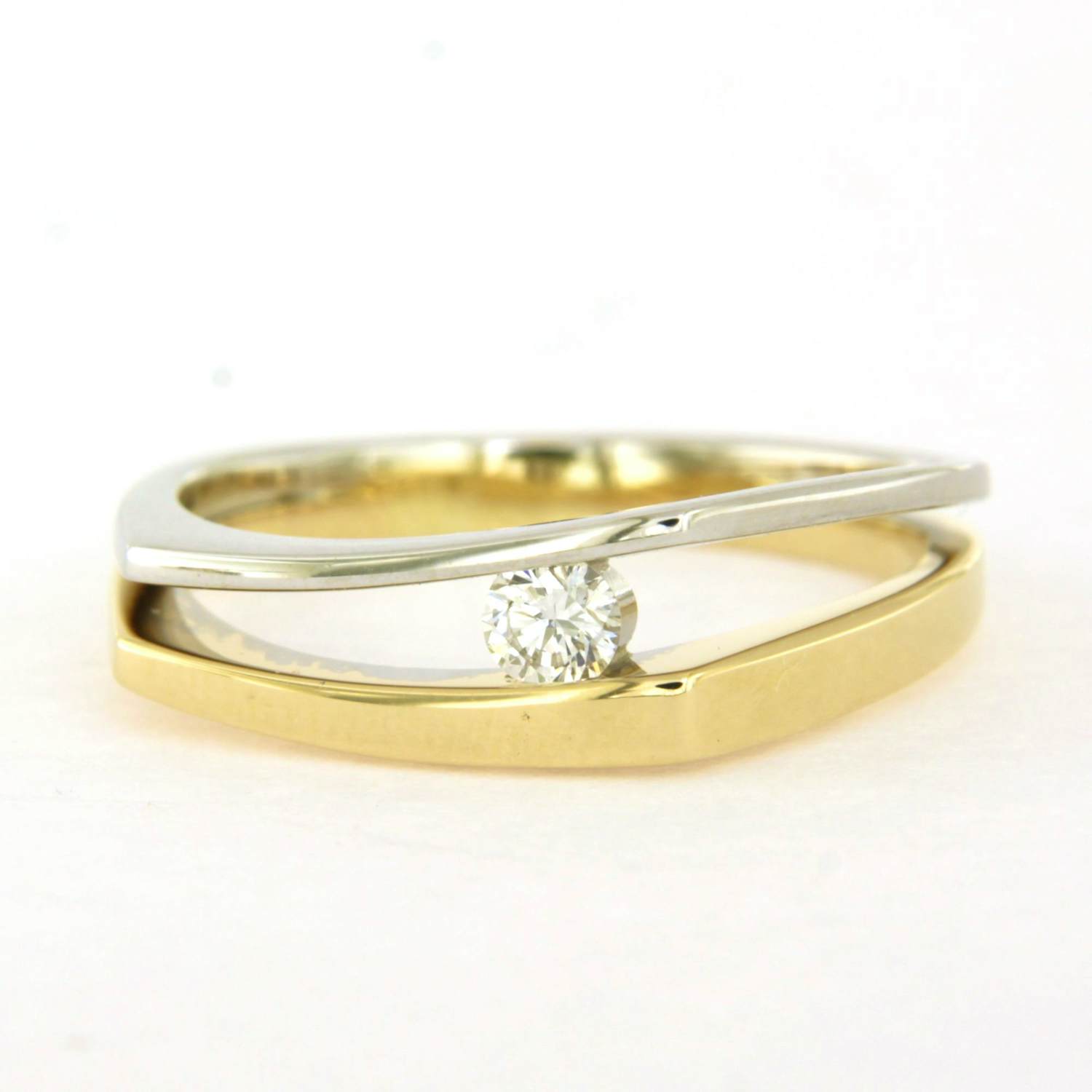 14k bicolour gouden ring met briljant geslepen diamant 0.15ct - rm 18 kopen? Bied vanaf 400!