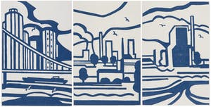 Paul Overhaus - Houtsnede, Lot van drie stedelijke voorstellingen kopen? Bied vanaf 10!