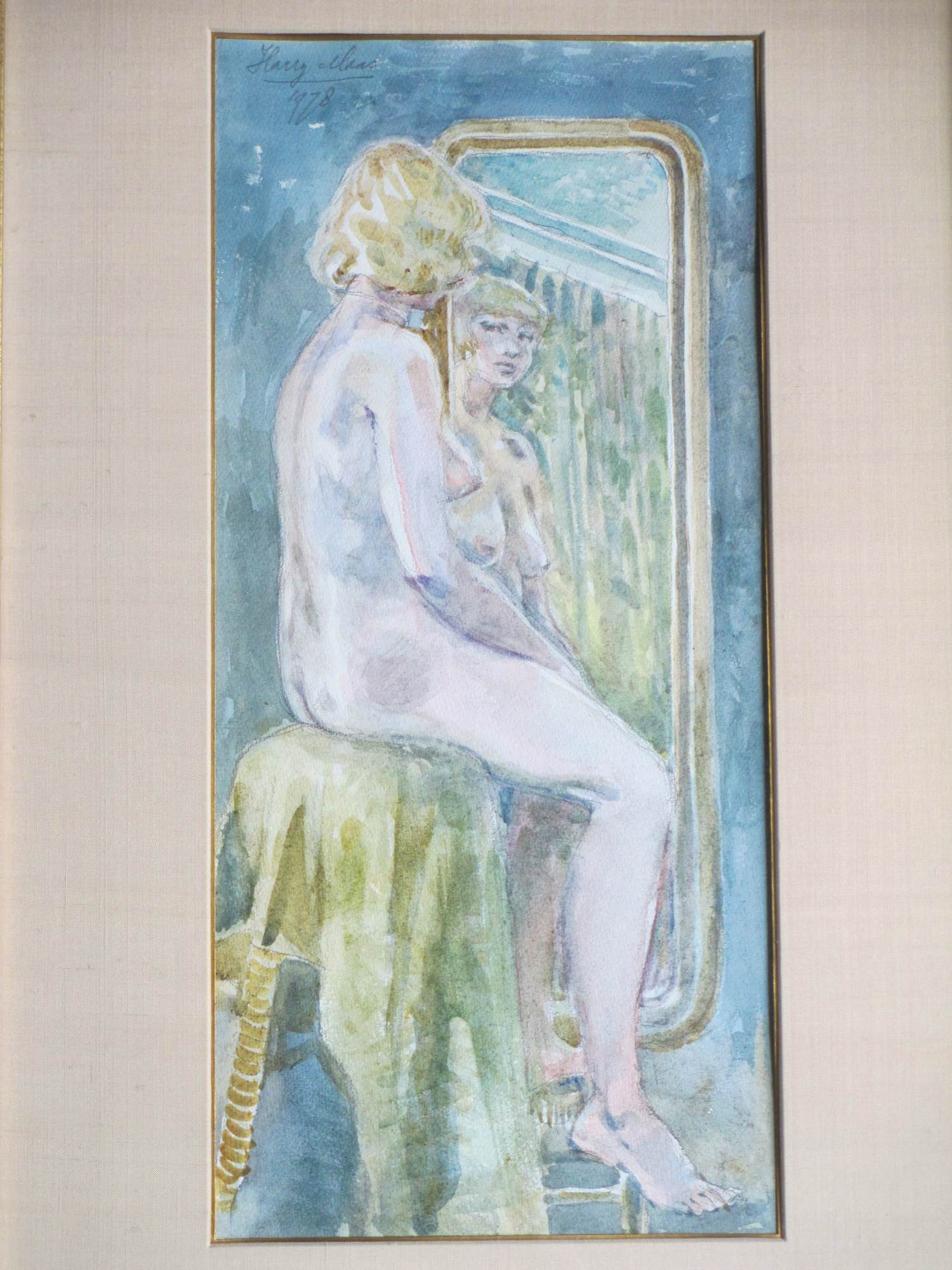 Harry Maas - Naakt voor de spiegel - Aquarel kopen? Bied vanaf 300!