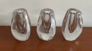 FM Konstglas - Drie design kristallen kandelaren kopen? Bied vanaf 35!