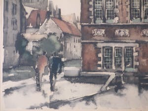 Roger Hebbelinck - Stadsgezicht Brugge met Belfort - Ets kopen? Bied vanaf 50!