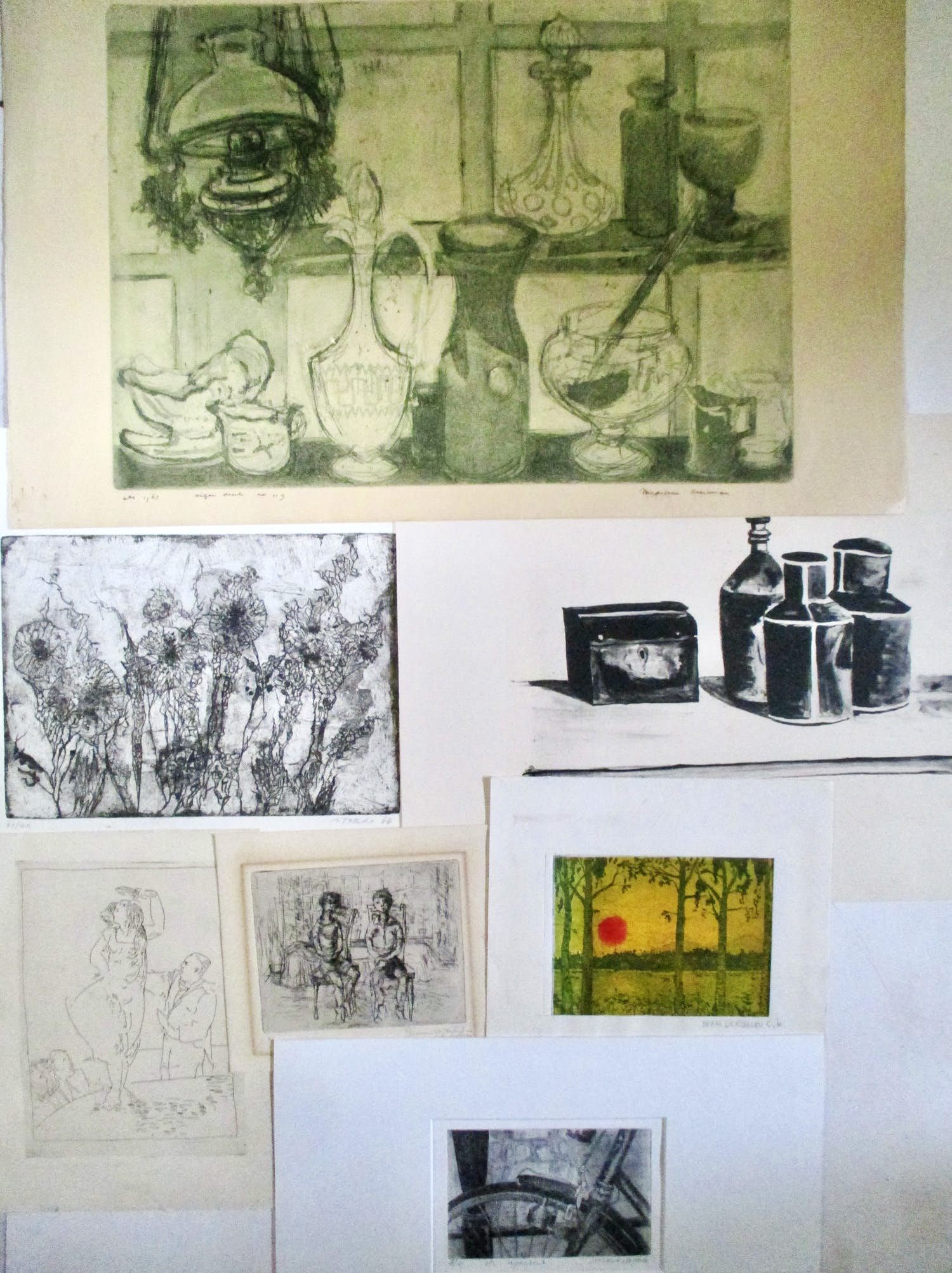 Niet of onleesbaar gesigneerd - 7 etsen div. kunstenaars kopen? Bied vanaf 1!