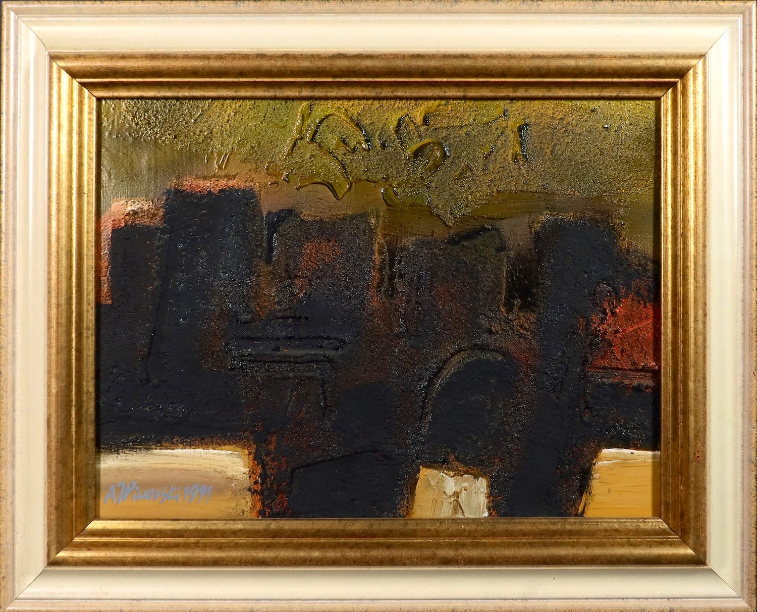 Andrzej j. Piwarski - Gemengde techniek op doek, Reminiscencia - Ingelijst verkocht voor € 150!