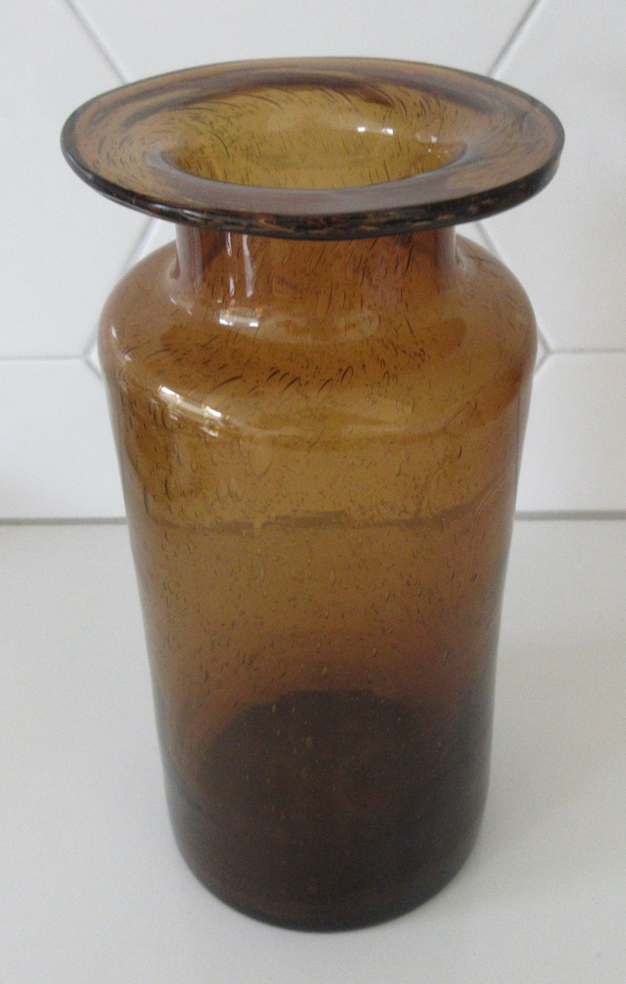 Kosta Boda - Amber glazen bubbel vaas ontwerp Erik Hoglund kopen? Bied vanaf 1!