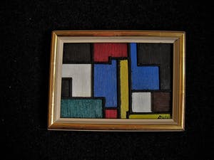 Pjotr van Oorschot - Geometrische Hout en Acrylverf Collage "Hommage a de Stijl" gesigneerd kopen? Bied vanaf 10!