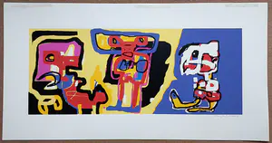 Jan te Wierik - Drie figuren, zeefdruk kopen? Bied vanaf 1!