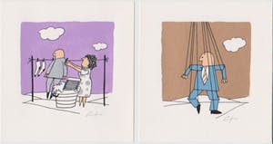 Harry Araten - twee handgesigneerde lithografien: Man at work I en II kopen? Bied vanaf 16!