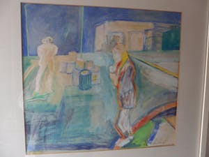 Wim Drion - Gouache op papier, titel. "Rendez-vous kopen? Bied vanaf 25!