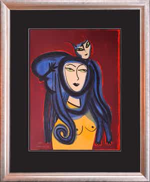 Corneille - 'Le chat sur la tête - Groot - Nieuw ingelijst verkocht voor € 690!