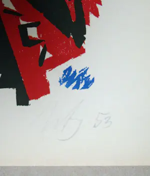 Ernst Wilhelm Nay - Abstracte compositie - 1953 - Houtsnede, gesigneerd en gedateerd kopen? Bied vanaf 250!