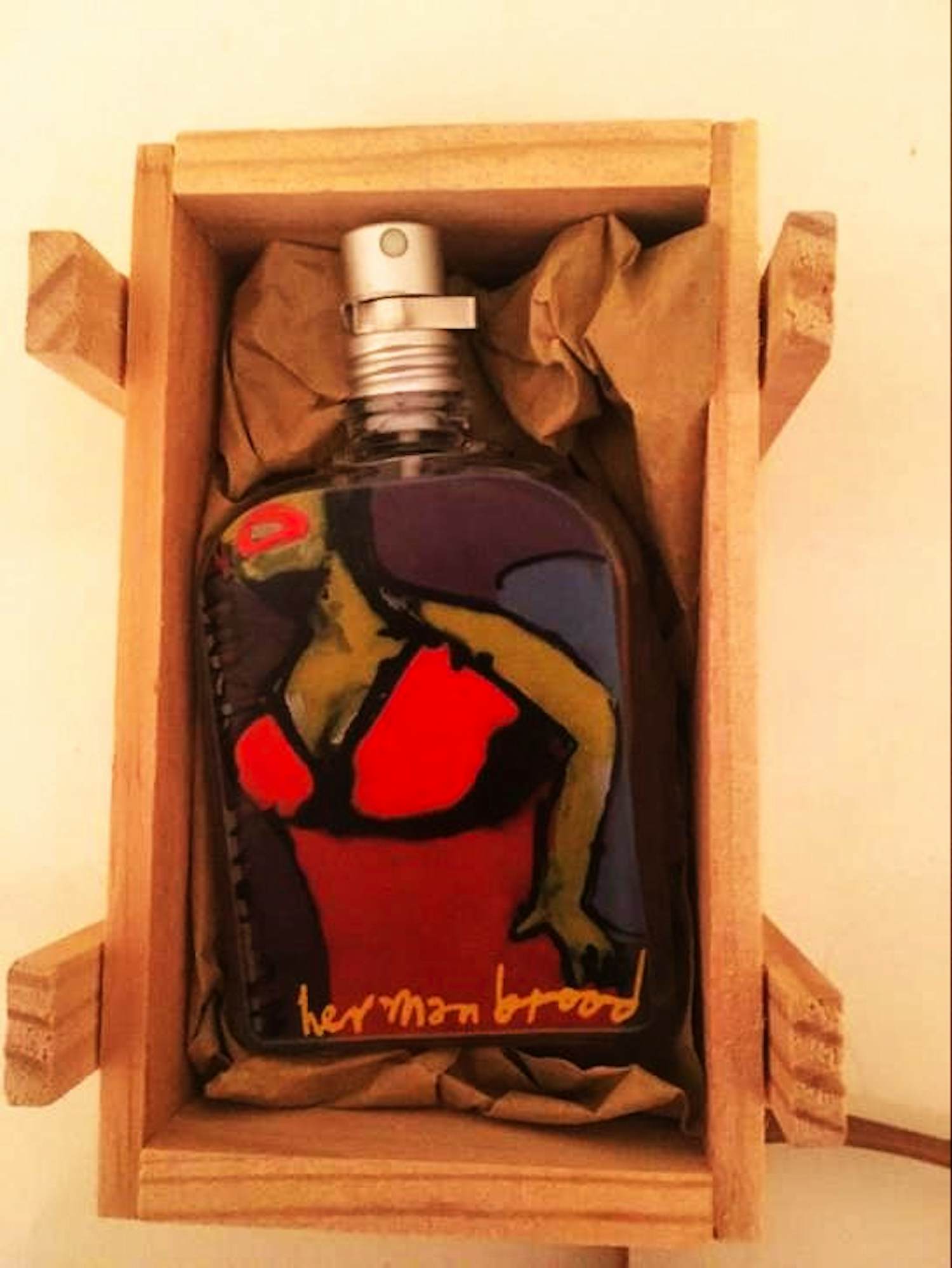 Herman Brood - Kistje van hout met Herman Brood eau de toilette voor dames , 100 ml.(ongeopend) verkocht voor € 69!