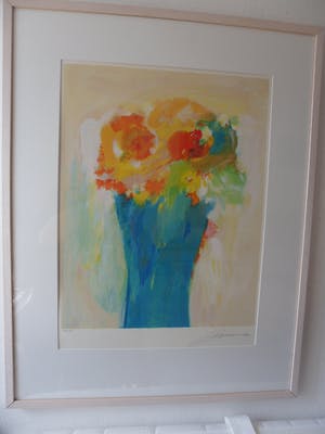 Eugene Brands - Zeefdruk van Eugene Brands ( CoBrA) - Blauwe Vaas kopen? Bied vanaf 240!