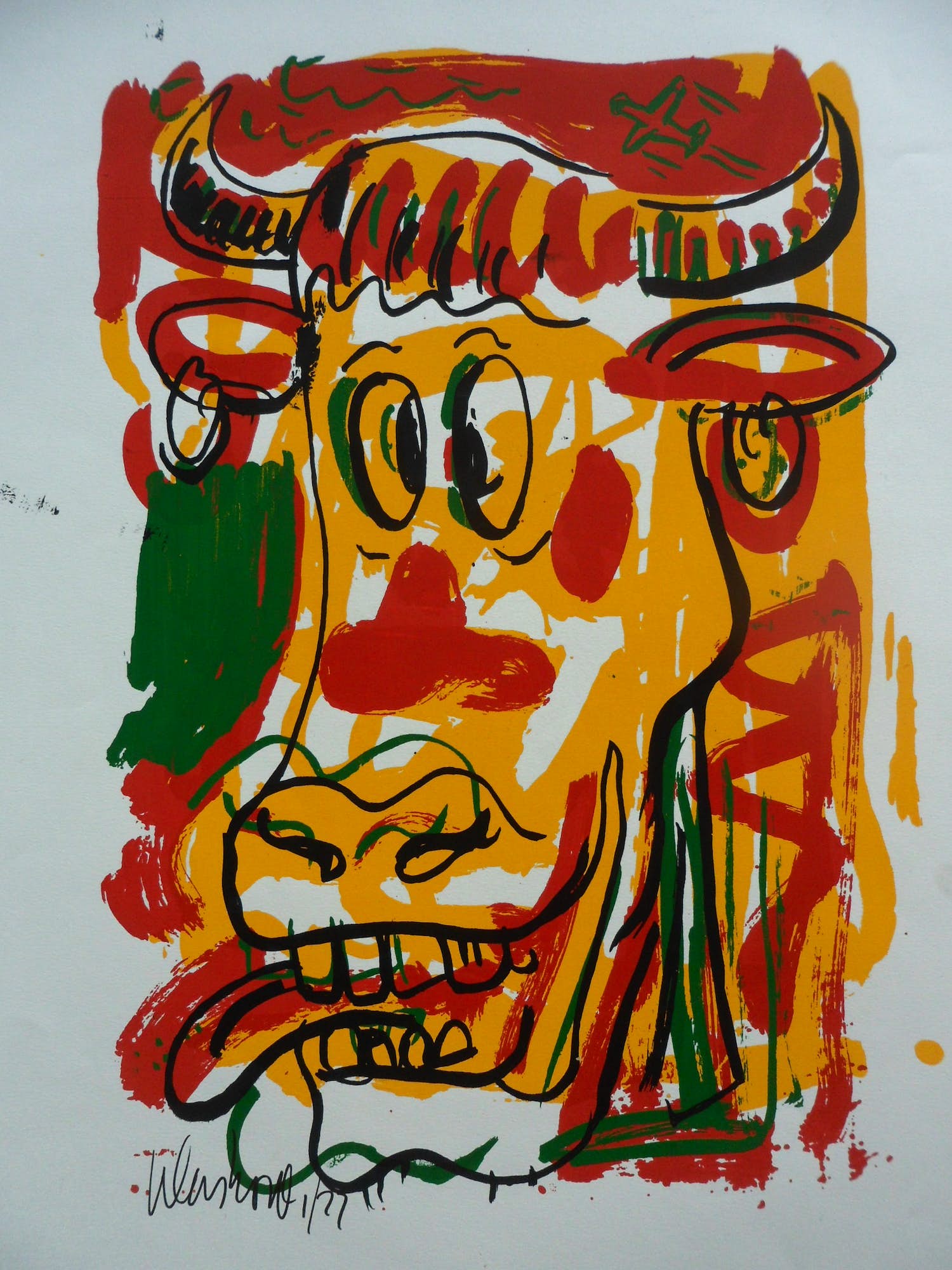 Peter Klashorst - Zeefdruk, titel. "Mad Cow ". kopen? Bied vanaf 35!