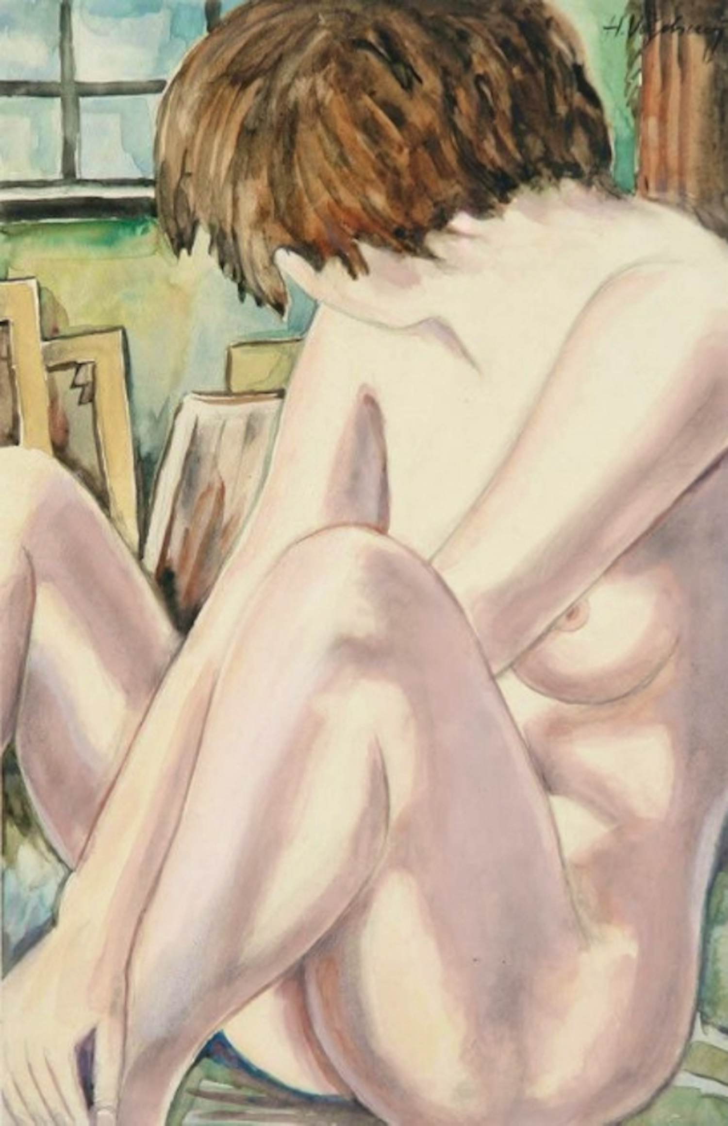 Klaus Vogelsang - Sitzender Akt im Atelier kopen? Bied vanaf 400!