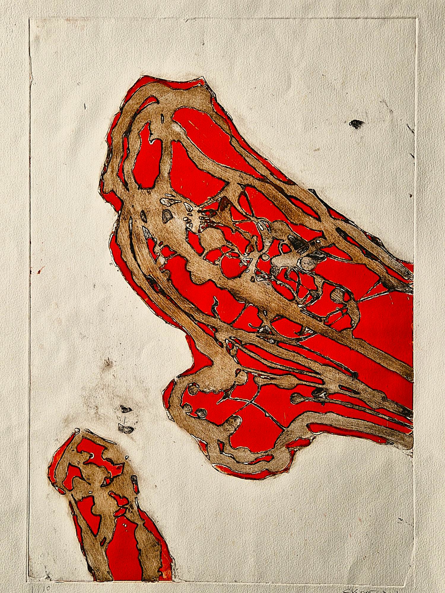 Cees Kortlang - Grote handgekleurde reliëf Ets/aquatint - potloodges. - zeer kleine oplage (10) verkocht voor € 59!