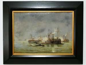Richardus Philippus Arnoldus van Rees - (1850-1925) - "Hollandse Marinemanoeuvres - Hellevoetsluis". verkocht voor € 325!